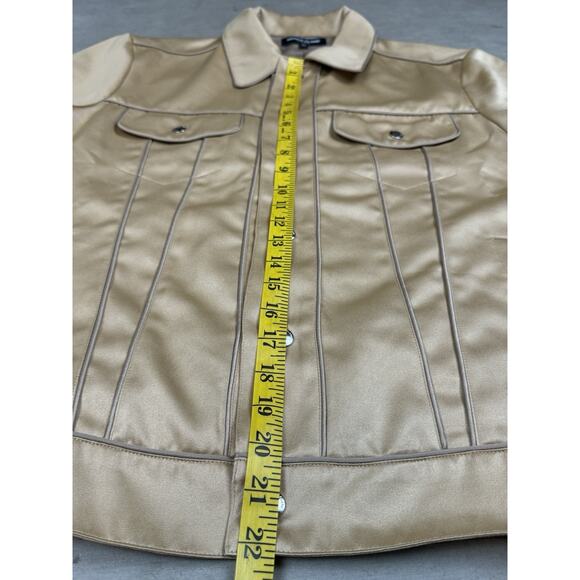 Keiser Clark Silky Copper Satin Trucker Jacket Size Medium Retail $550 - Picture 14 of 15
